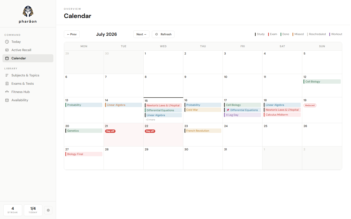 Calendar view
